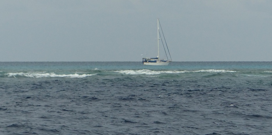 Boat anchored inside North Minerva Reef